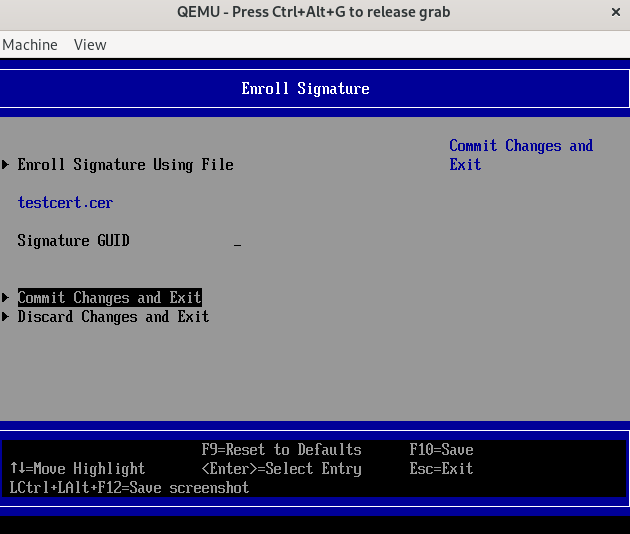 commit changes and exit
