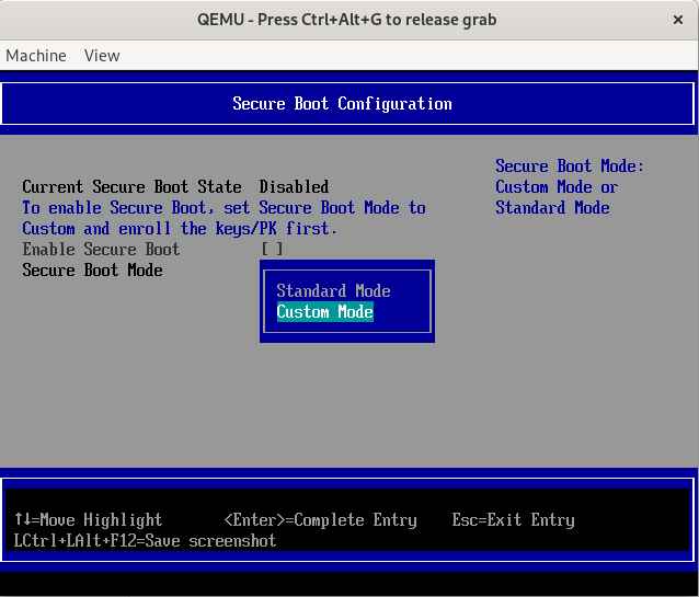 secure boot custom mode