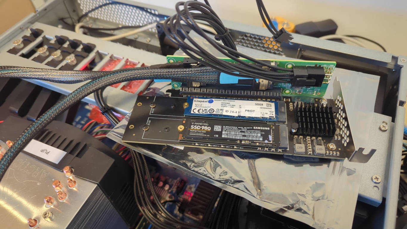 4xNVMe via PCIe and MCIO adapters