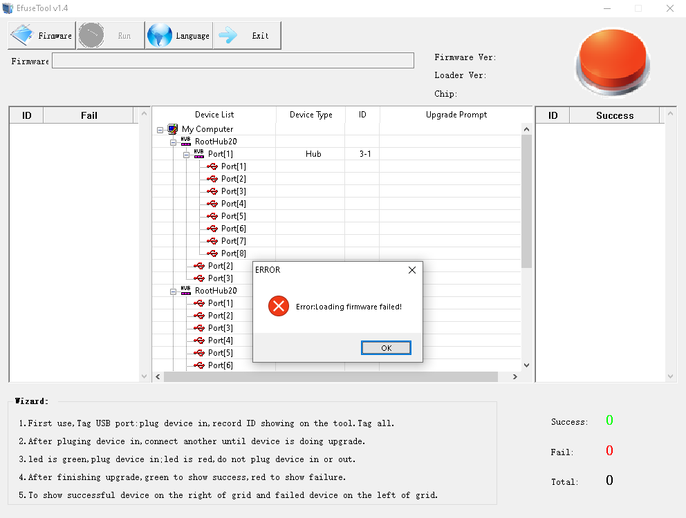 Firmware loading failed