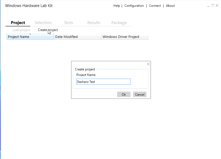 Creating a project in the Project tab